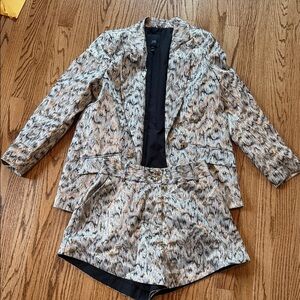 River Island Metallic Patterned Blazer & Shorts set